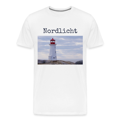 Männer Premium T-Shirt - Nordlicht Leuchtturm - weiß