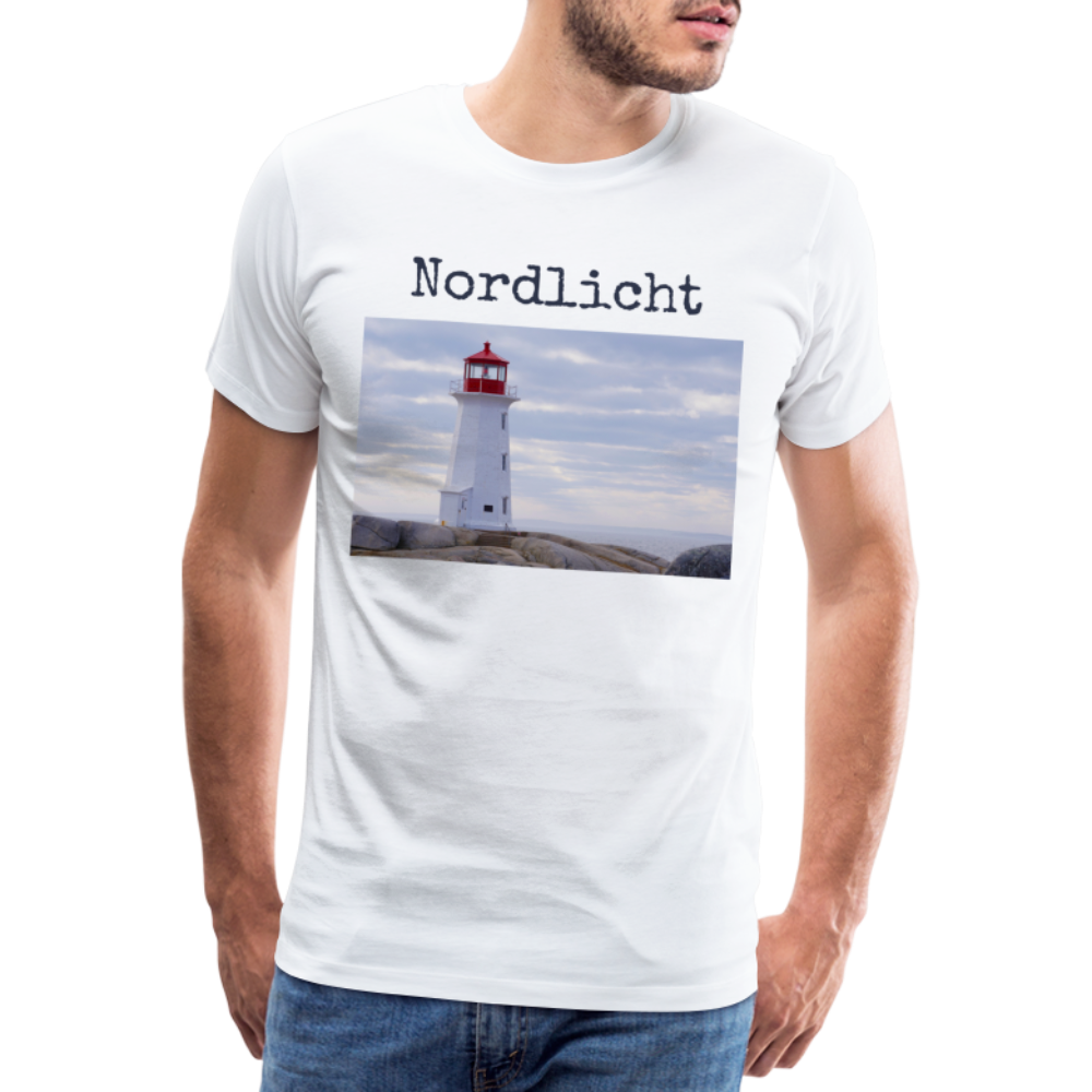 Männer Premium T-Shirt - Nordlicht Leuchtturm - weiß