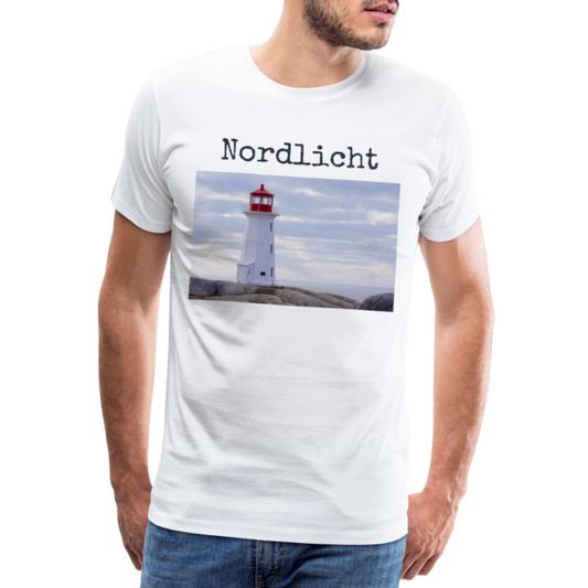 Männer Premium T-Shirt - Nordlicht Leuchtturm - weiß