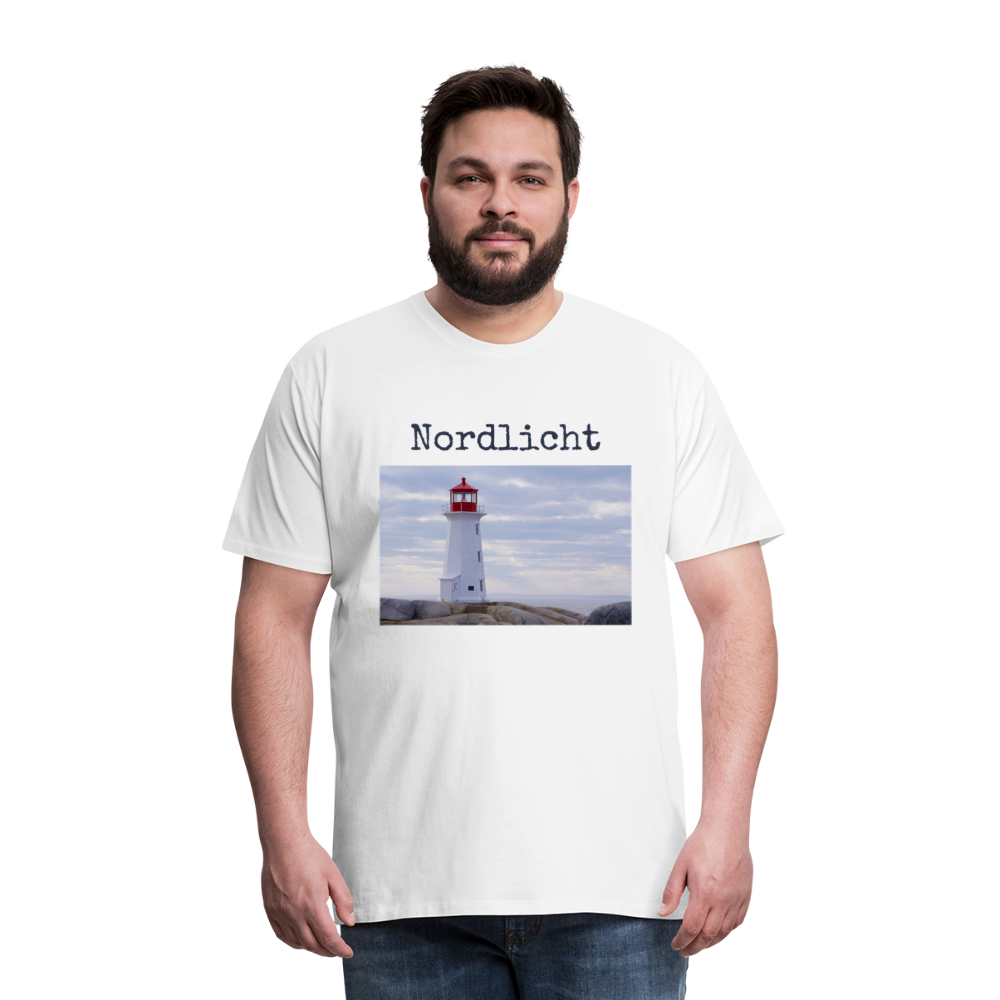 Männer Premium T-Shirt - Nordlicht Leuchtturm - weiß