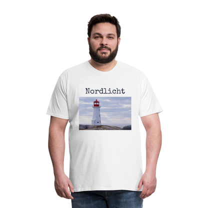 Männer Premium T-Shirt - Nordlicht Leuchtturm - weiß