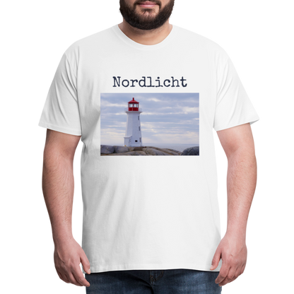 Männer Premium T-Shirt - Nordlicht Leuchtturm - weiß