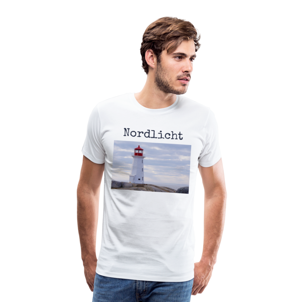 Männer Premium T-Shirt - Nordlicht Leuchtturm - weiß