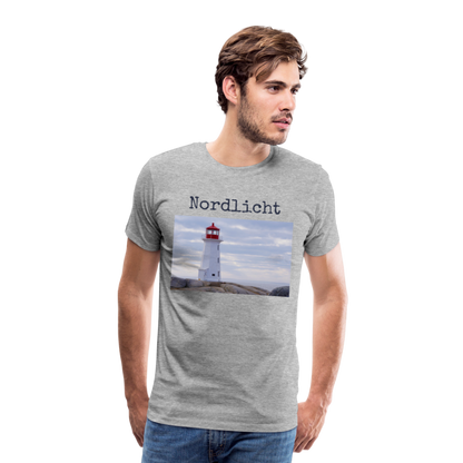 Männer Premium T-Shirt - Nordlicht Leuchtturm - Grau meliert