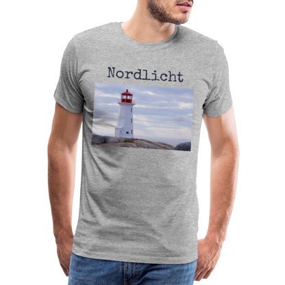 Männer Premium T-Shirt - Nordlicht Leuchtturm - Grau meliert