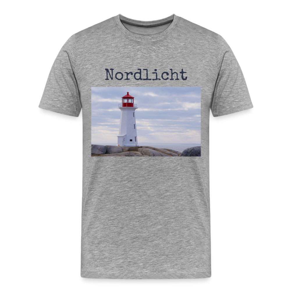 Männer Premium T-Shirt - Nordlicht Leuchtturm - Grau meliert