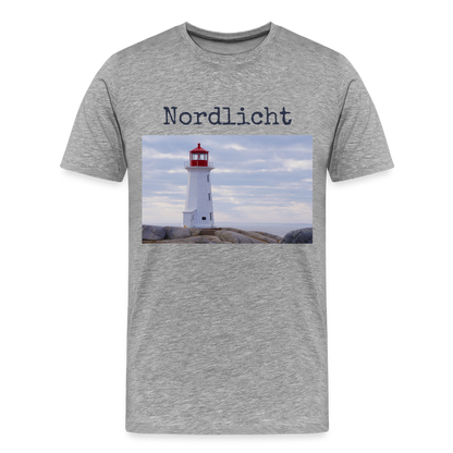 Männer Premium T-Shirt - Nordlicht Leuchtturm - Grau meliert