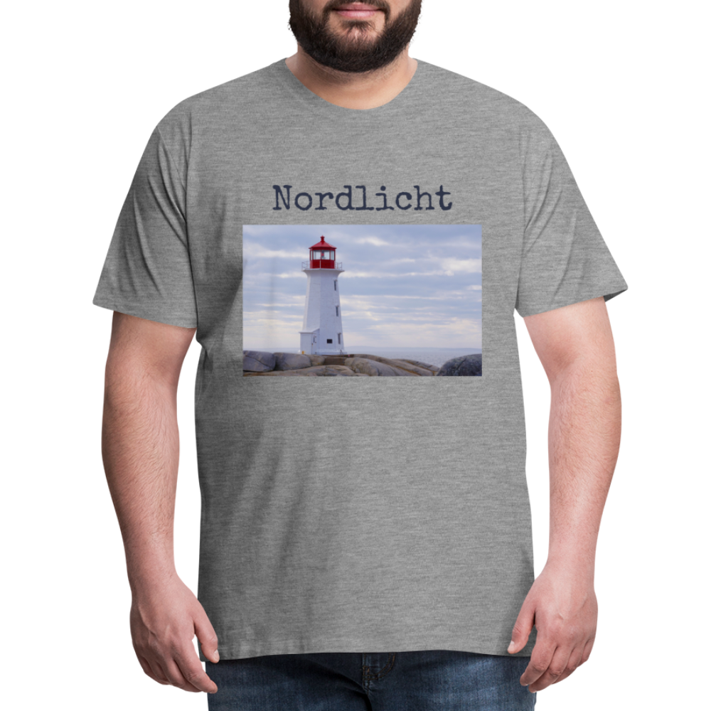 Männer Premium T-Shirt - Nordlicht Leuchtturm - Grau meliert