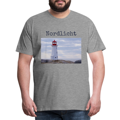 Männer Premium T-Shirt - Nordlicht Leuchtturm - Grau meliert