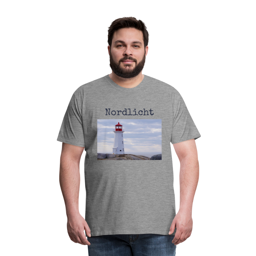 Männer Premium T-Shirt - Nordlicht Leuchtturm - Grau meliert