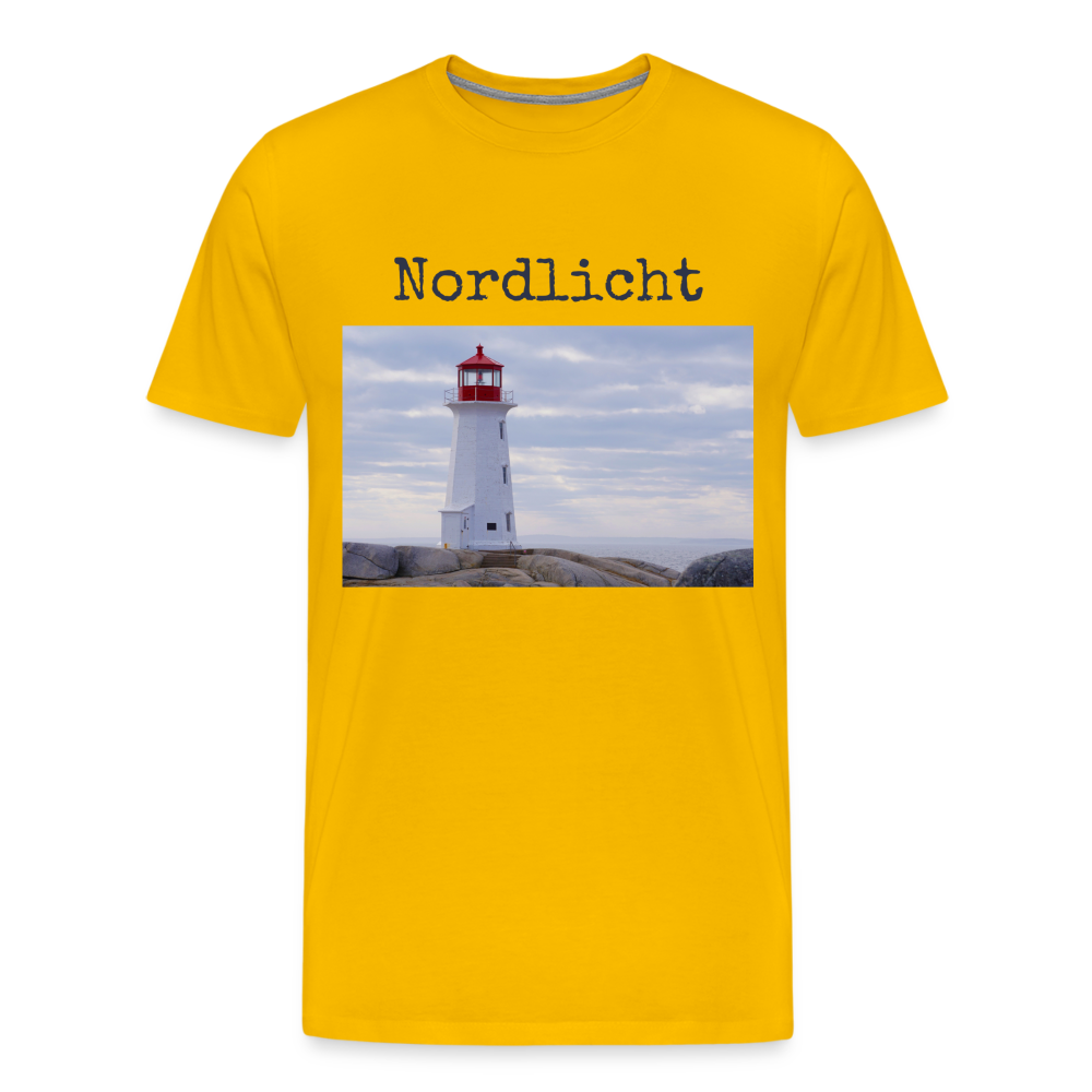 Männer Premium T-Shirt - Nordlicht Leuchtturm - Sonnengelb