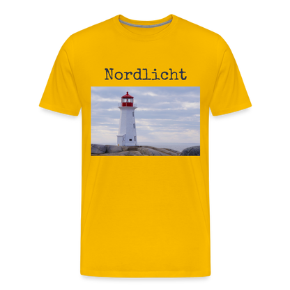 Männer Premium T-Shirt - Nordlicht Leuchtturm - Sonnengelb