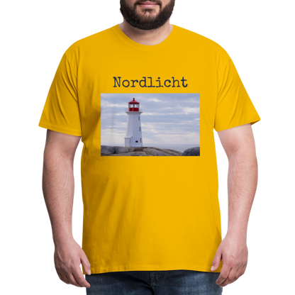 Männer Premium T-Shirt - Nordlicht Leuchtturm - Sonnengelb