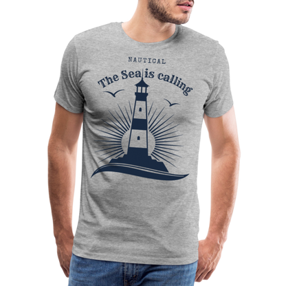 Männer Premium T-Shirt - Nautical The Sea is calling - Grau meliert