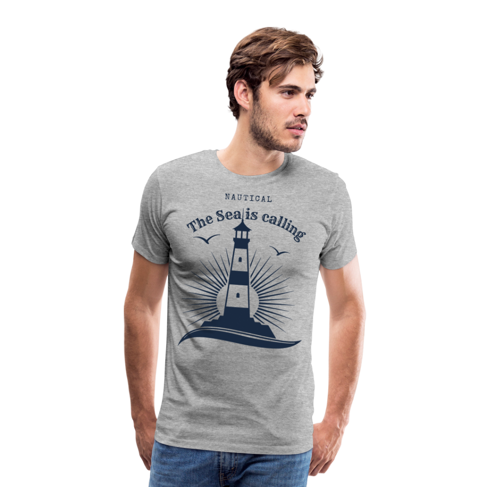 Männer Premium T-Shirt - Nautical The Sea is calling - Grau meliert