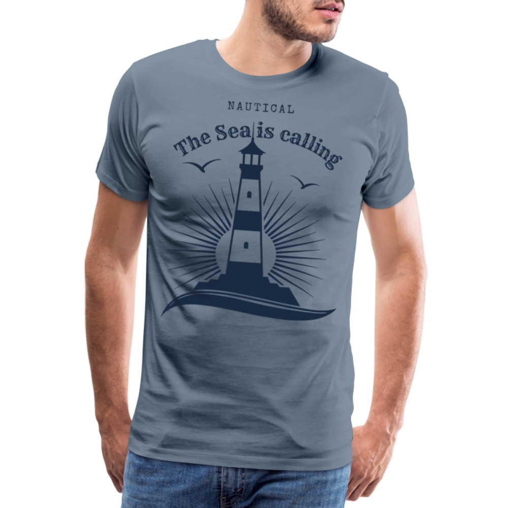 Männer Premium T-Shirt - Nautical The Sea is calling - Blaugrau