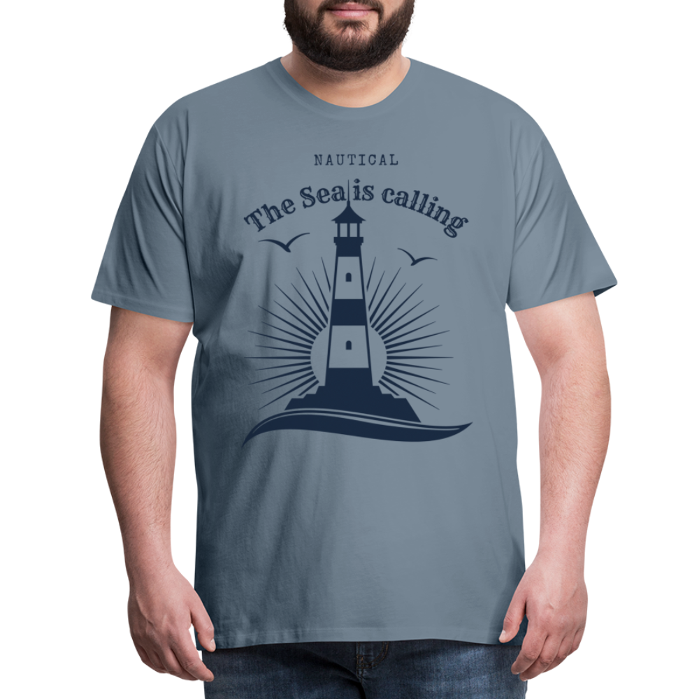 Männer Premium T-Shirt - Nautical The Sea is calling - Blaugrau