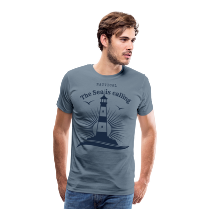 Männer Premium T-Shirt - Nautical The Sea is calling - Blaugrau