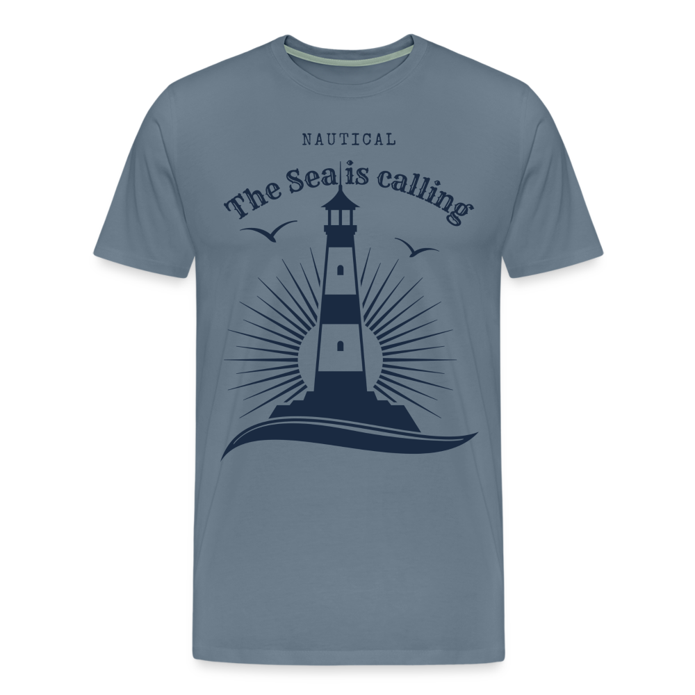 Männer Premium T-Shirt - Nautical The Sea is calling - Blaugrau