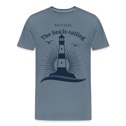 Männer Premium T-Shirt - Nautical The Sea is calling - Blaugrau