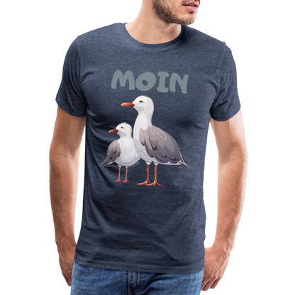 Männer Premium T-Shirt - Moin Möwen - Blau meliert