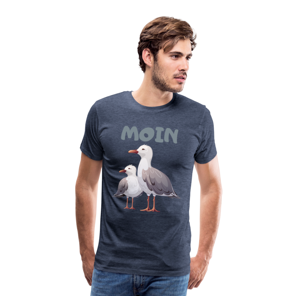 Männer Premium T-Shirt - Moin Möwen - Blau meliert