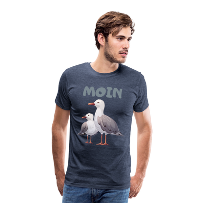 Männer Premium T-Shirt - Moin Möwen - Blau meliert