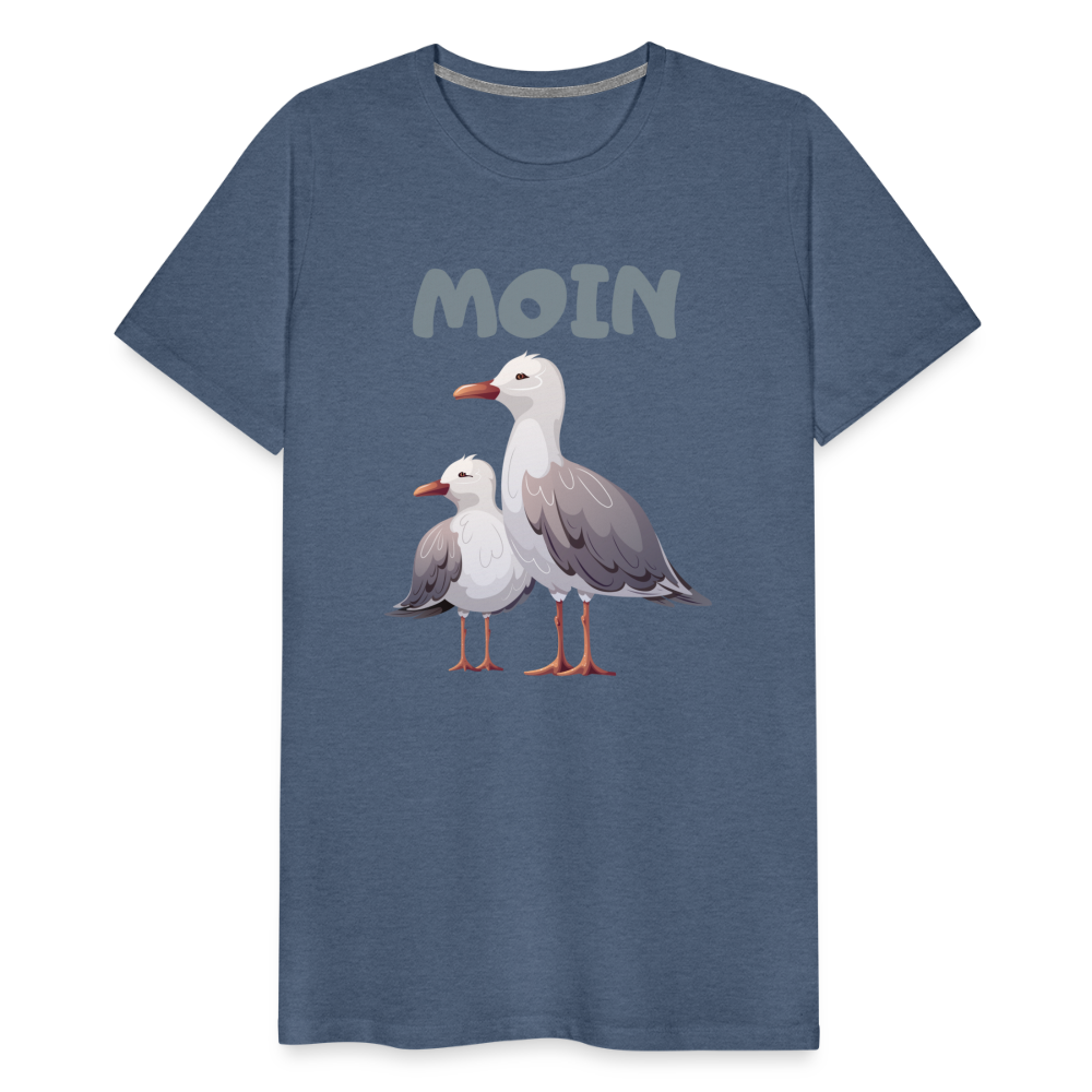 Männer Premium T-Shirt - Moin Möwen - Blau meliert