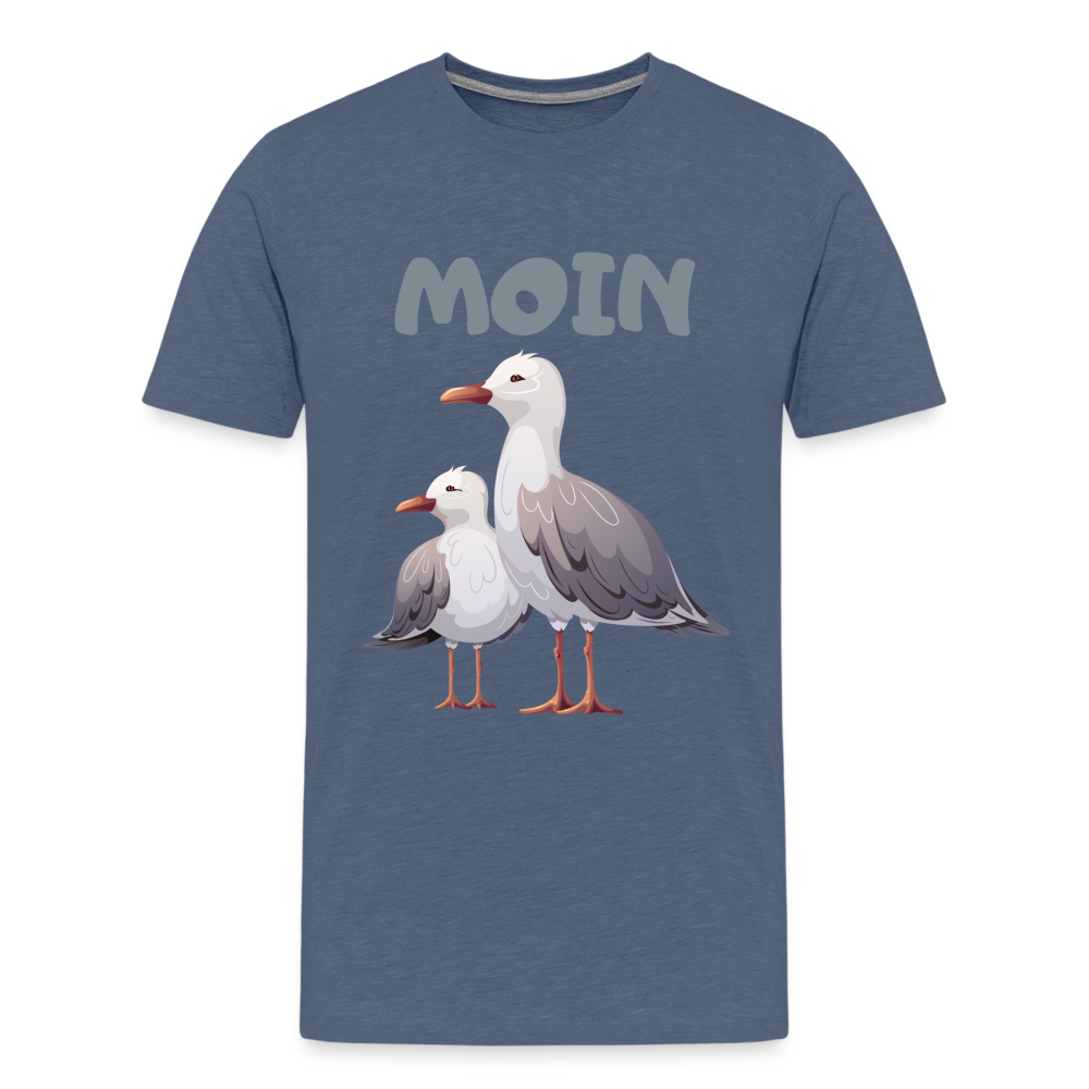 Männer Premium T-Shirt - Moin Möwen - Blau meliert