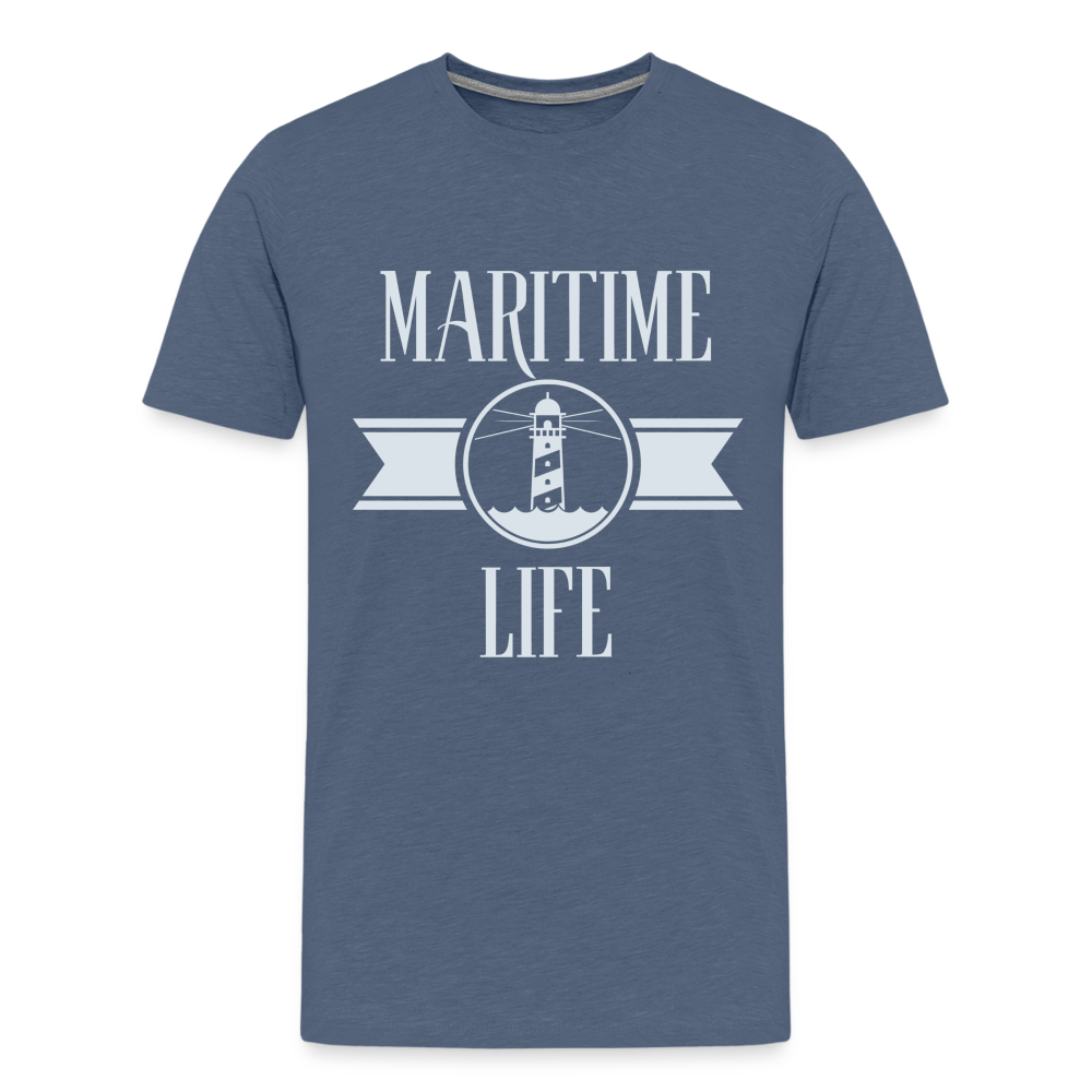 Männer Premium T-Shirt - Maritime Life Light - Blau meliert