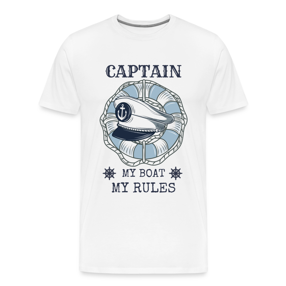 Männer Premium T-Shirt - Captain My Rules, my Boat - weiß