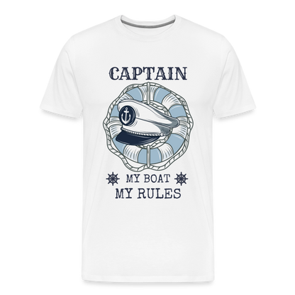 Männer Premium T-Shirt - Captain My Rules, my Boat - weiß