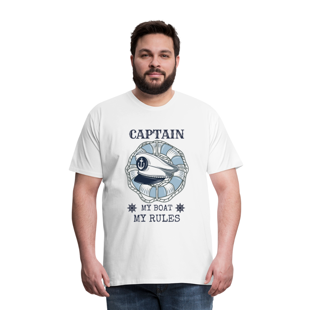 Männer Premium T-Shirt - Captain My Rules, my Boat - weiß