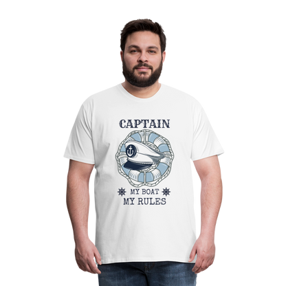 Männer Premium T-Shirt - Captain My Rules, my Boat - weiß