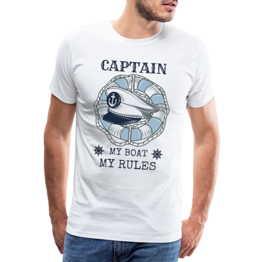 Männer Premium T-Shirt - Captain My Rules, my Boat - weiß