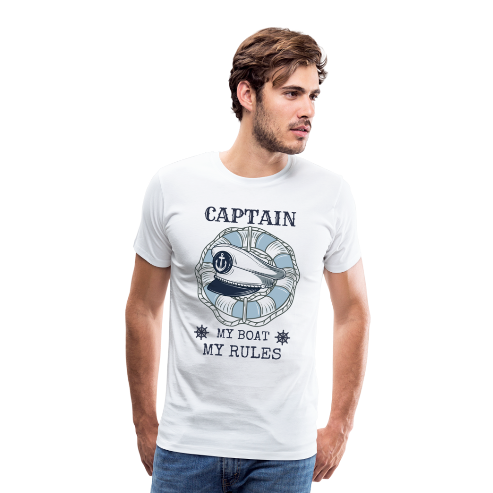 Männer Premium T-Shirt - Captain My Rules, my Boat - weiß