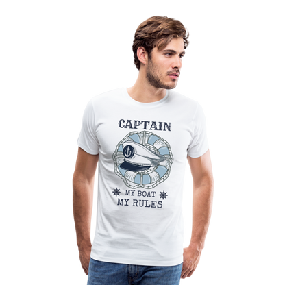 Männer Premium T-Shirt - Captain My Rules, my Boat - weiß