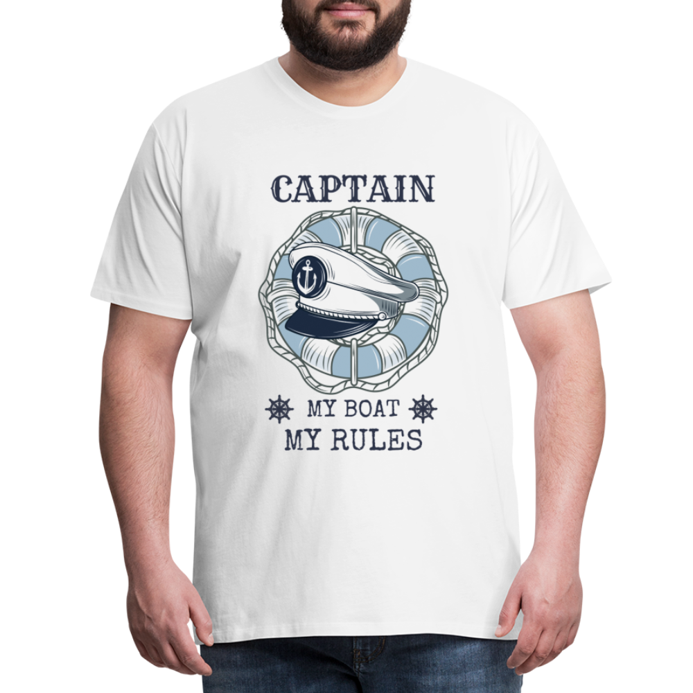 Männer Premium T-Shirt - Captain My Rules, my Boat - weiß