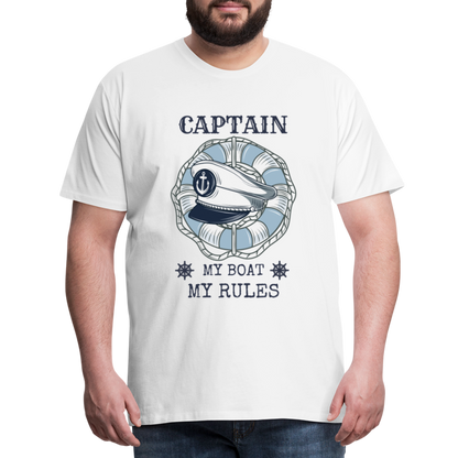 Männer Premium T-Shirt - Captain My Rules, my Boat - weiß