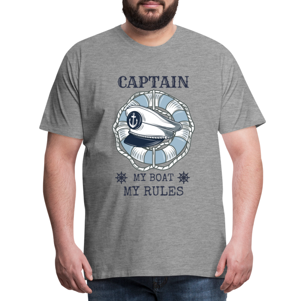 Männer Premium T-Shirt - Captain My Rules, my Boat - Grau meliert