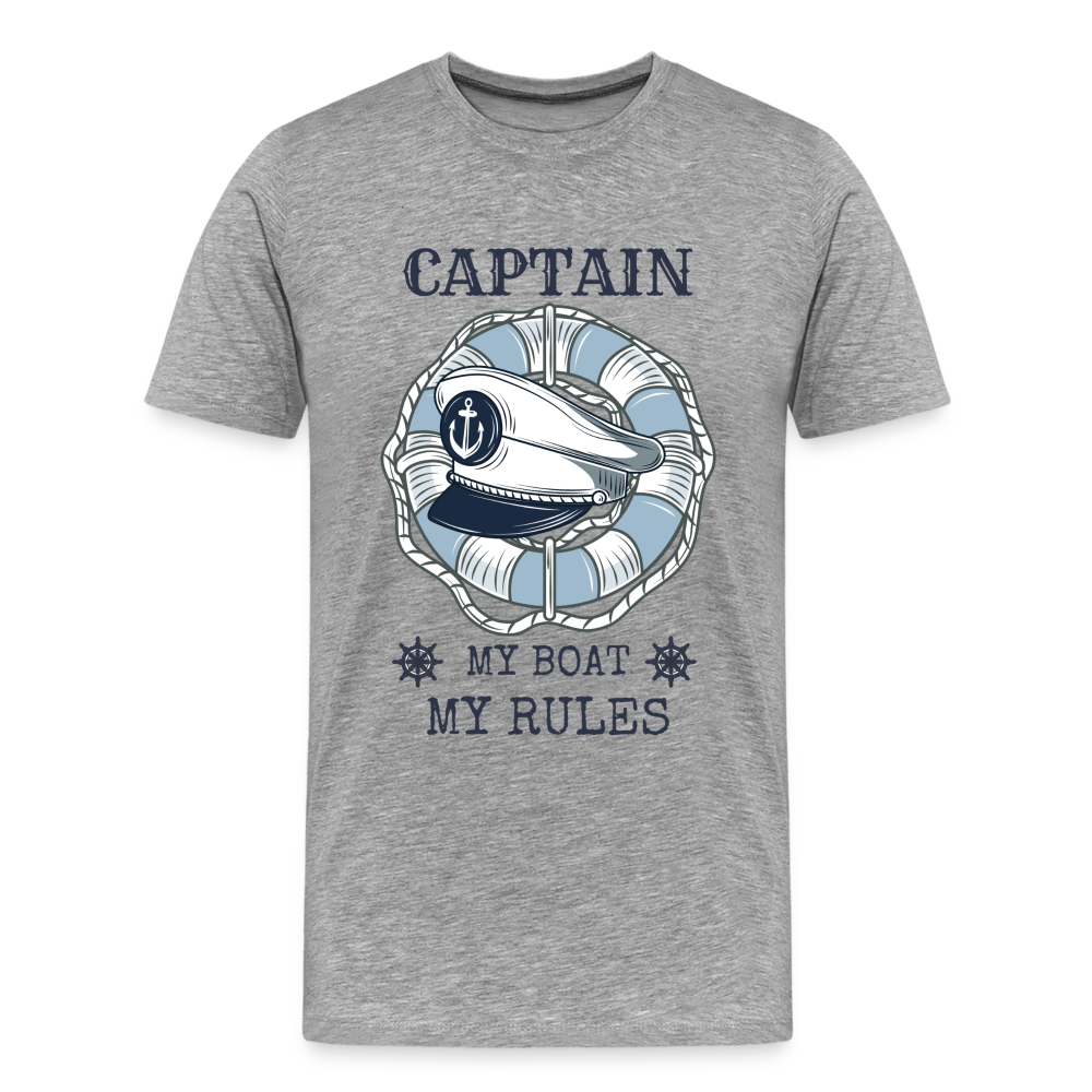 Männer Premium T-Shirt - Captain My Rules, my Boat - Grau meliert