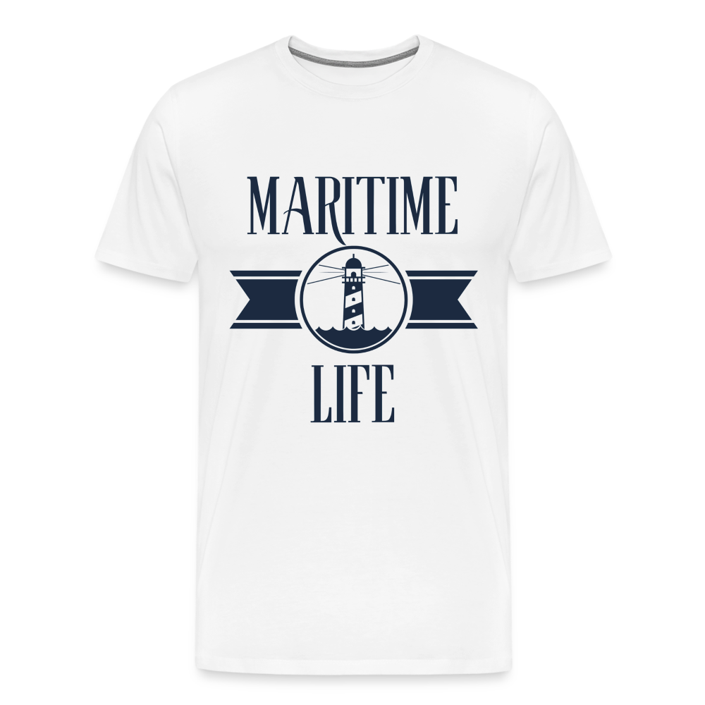 Männer Premium T-Shirt - Maritime Life Navi - weiß