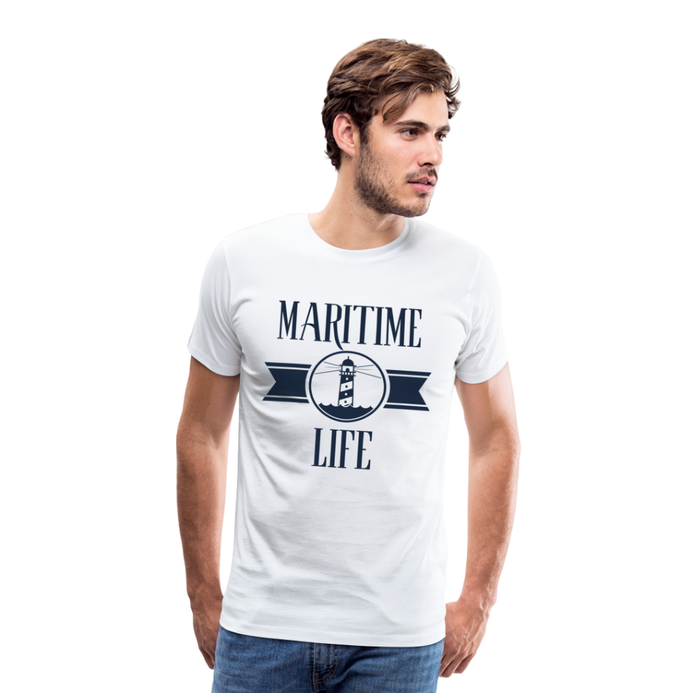 Männer Premium T-Shirt - Maritime Life Navi - weiß