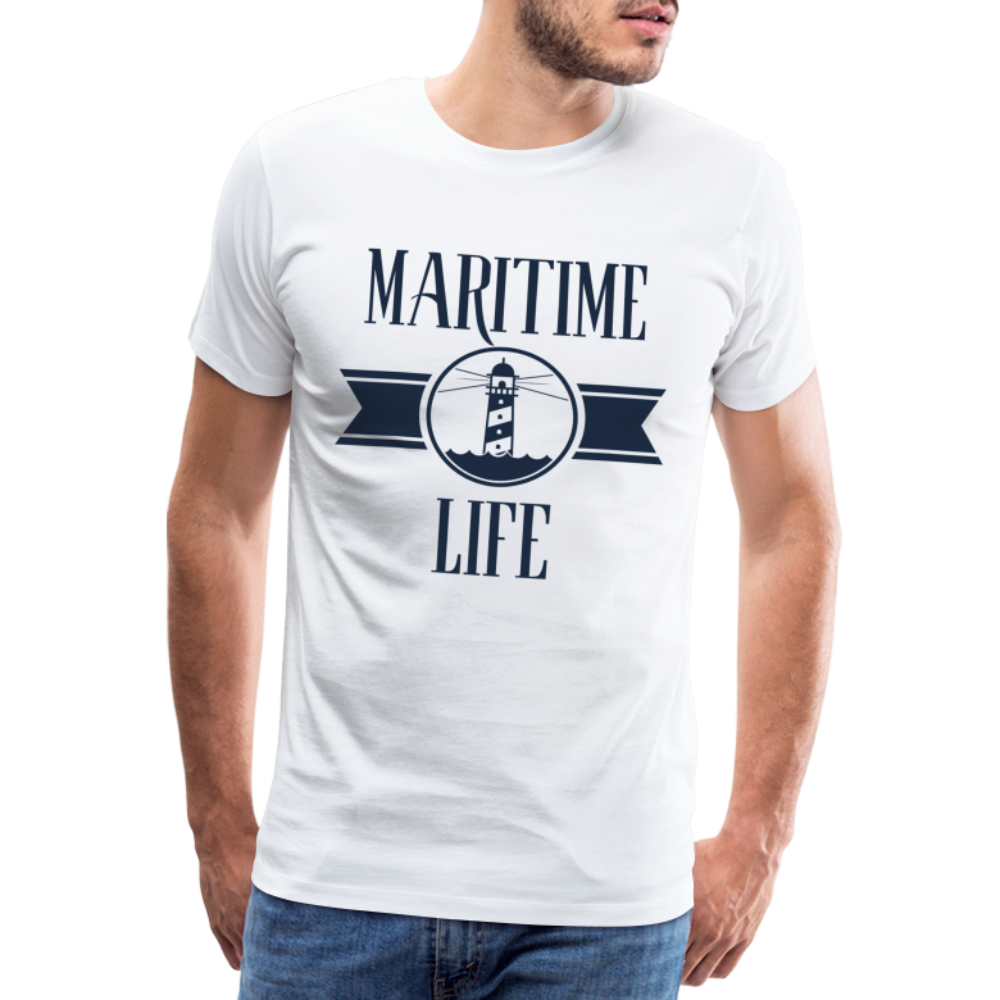 Männer Premium T-Shirt - Maritime Life Navi - weiß