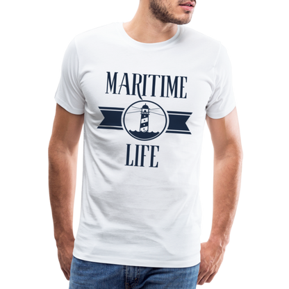 Männer Premium T-Shirt - Maritime Life Navi - weiß