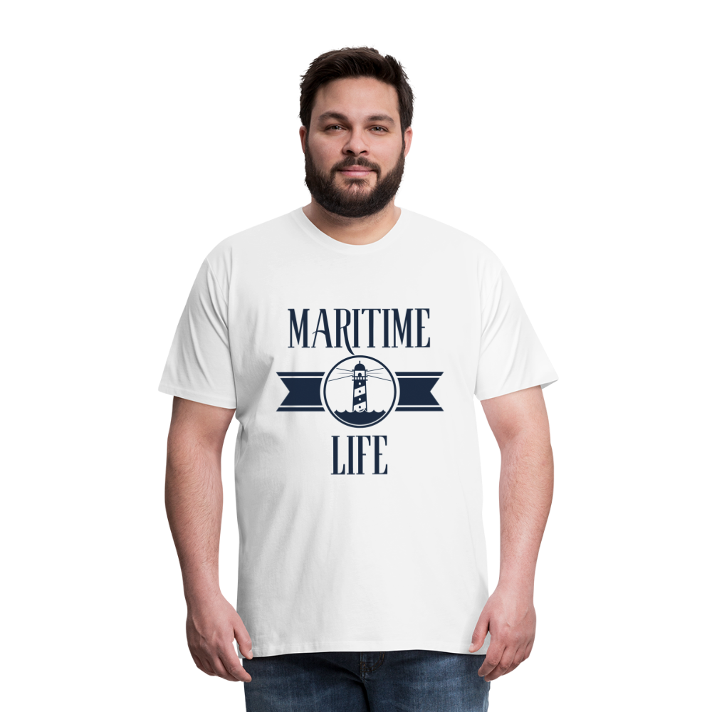 Männer Premium T-Shirt - Maritime Life Navi - weiß