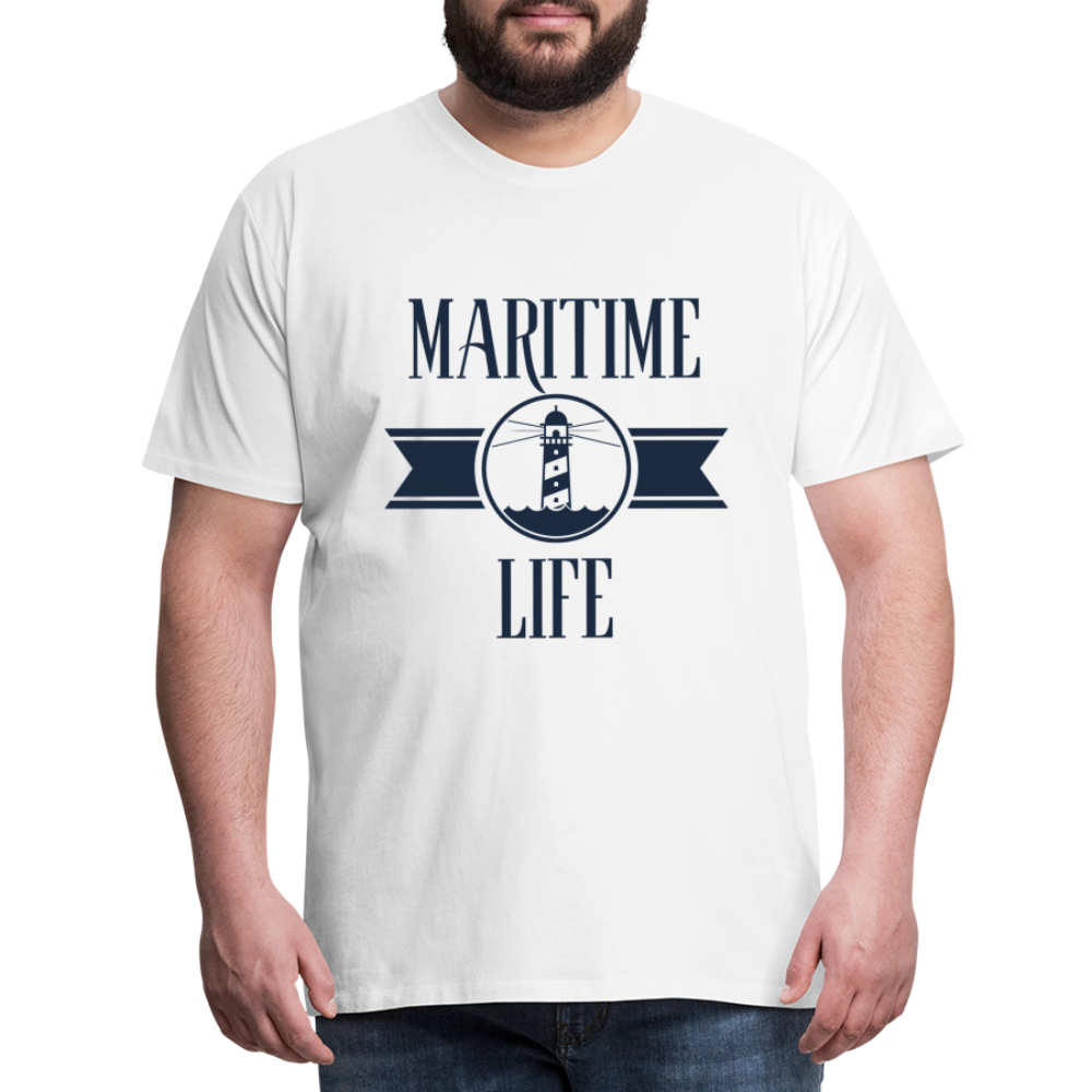 Männer Premium T-Shirt - Maritime Life Navi - weiß