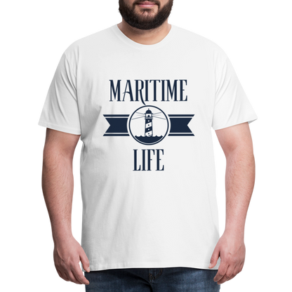 Männer Premium T-Shirt - Maritime Life Navi - weiß