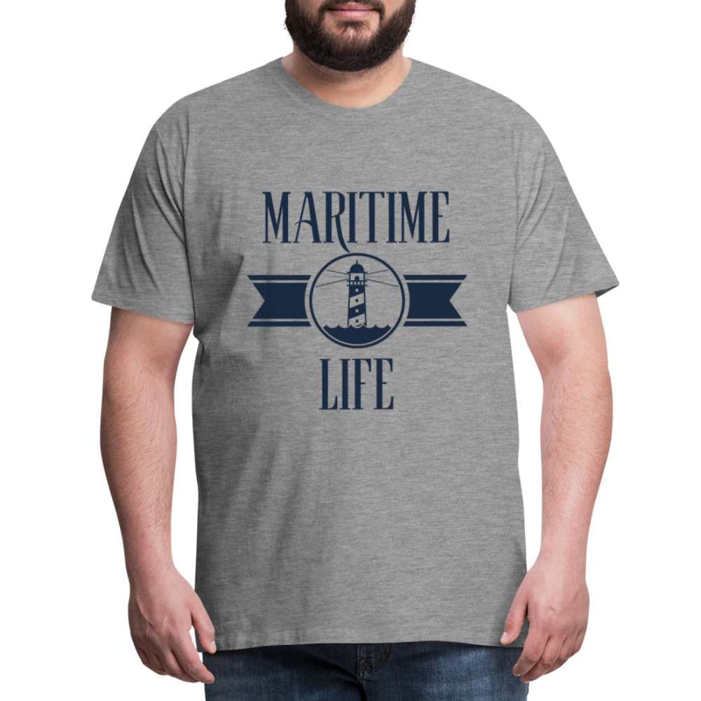 Männer Premium T-Shirt - Maritime Life Navi - Grau meliert