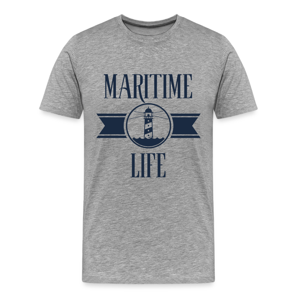 Männer Premium T-Shirt - Maritime Life Navi - Grau meliert